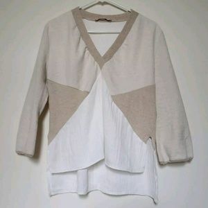 Zara Boho Top Hi Low Beige Cream Size Medium